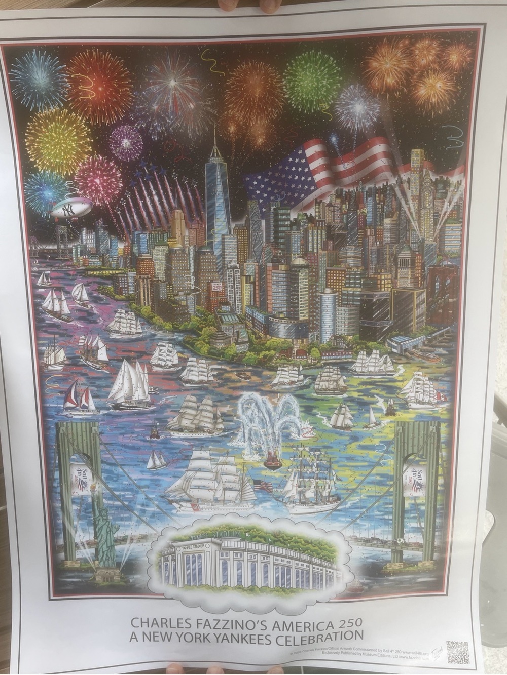 America 250 18x24 Celebration Poster NEW York Yankees Charles Fazzino 6/2/2026 - Picture 6 of 6
